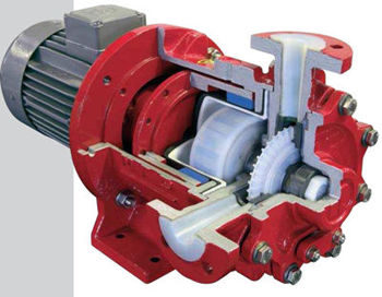 The cutaway diagram of an MPB pump permits a view of the narrow impeller. (Photo: Richter Chemie-Technik)